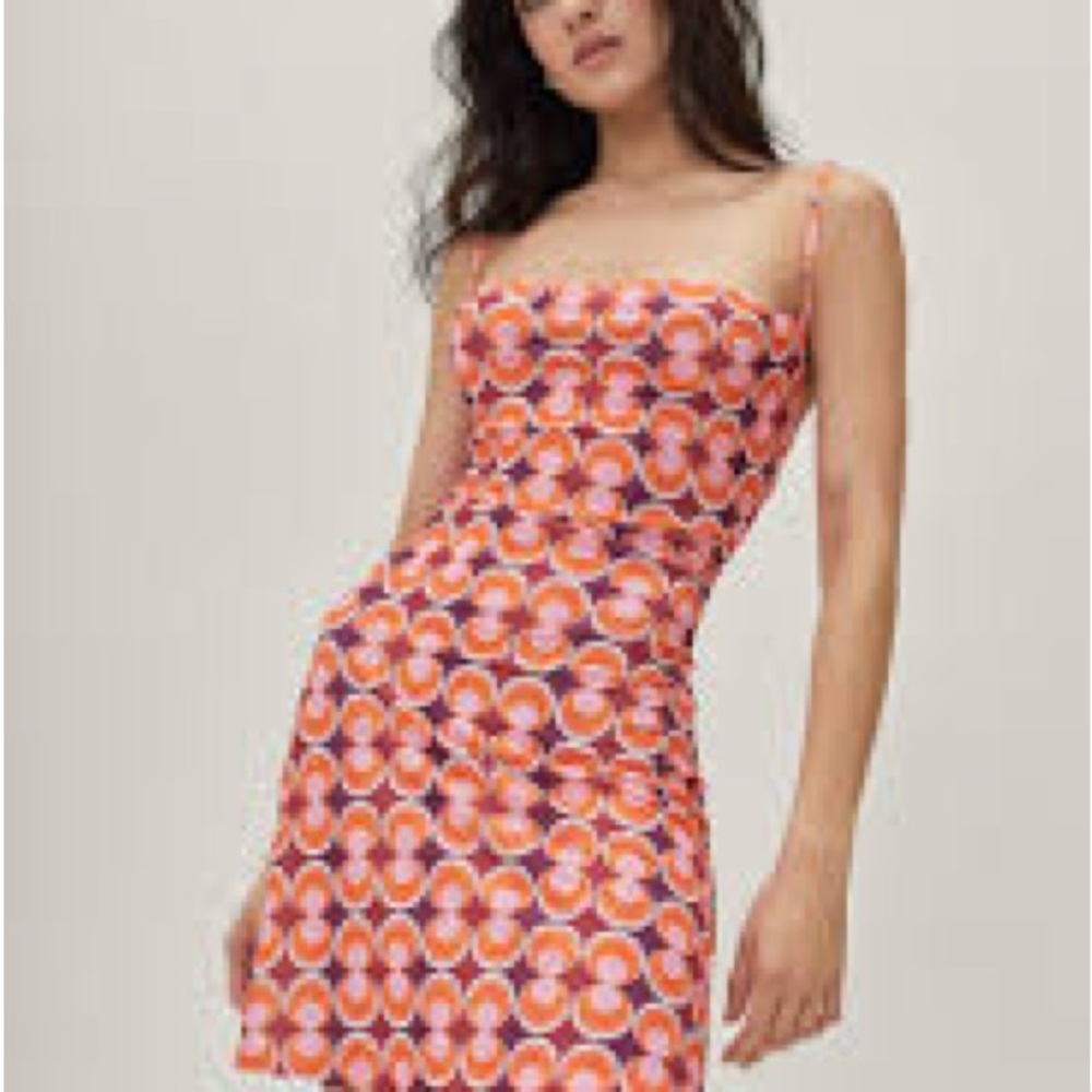 Nasty Gal Pink and Blue Spaghetti Strap Mini Sundress